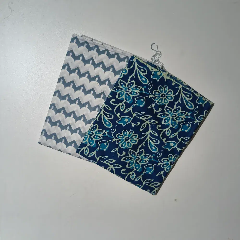 Women's Deep Blue Floral Hand Block Printed Cotton Dress Material