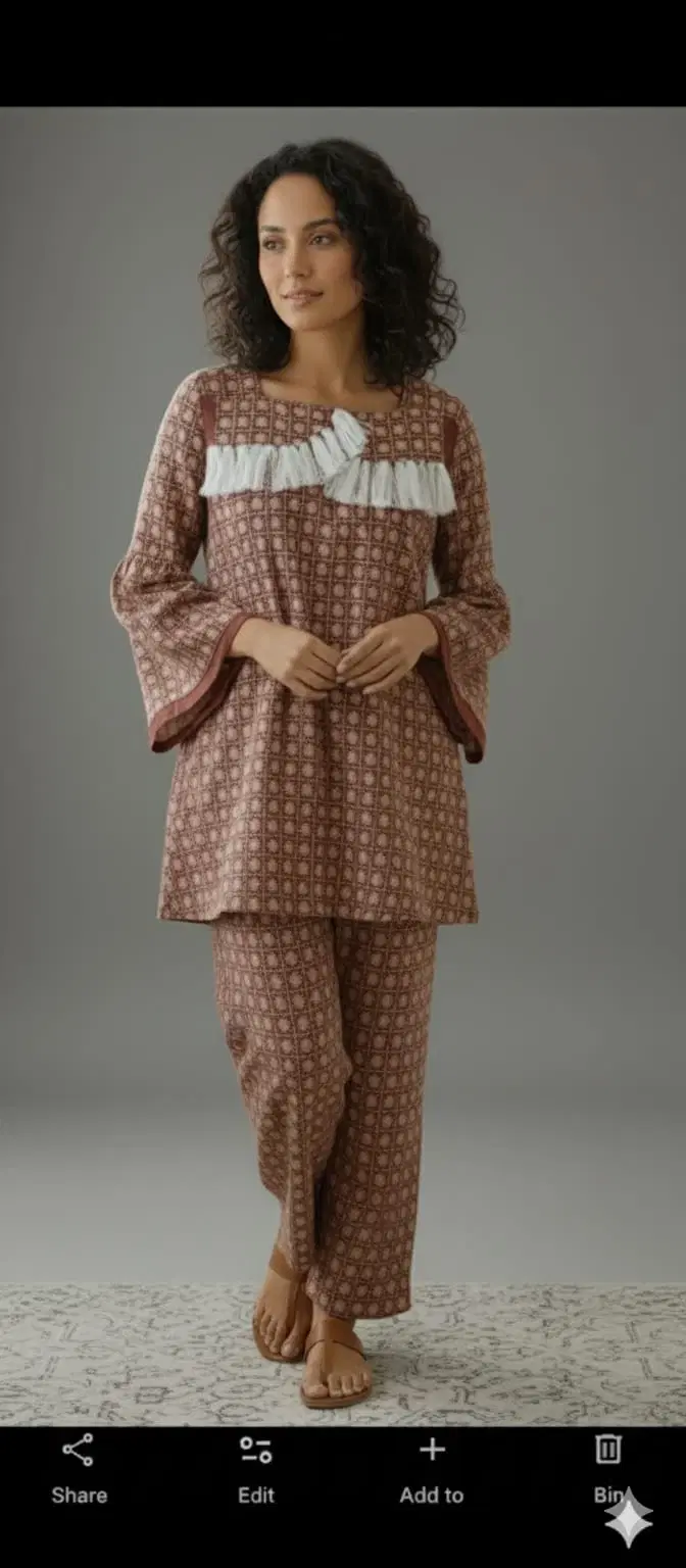 Women's Printed Kurta and Pant Co-ord Set with Tassel Detail