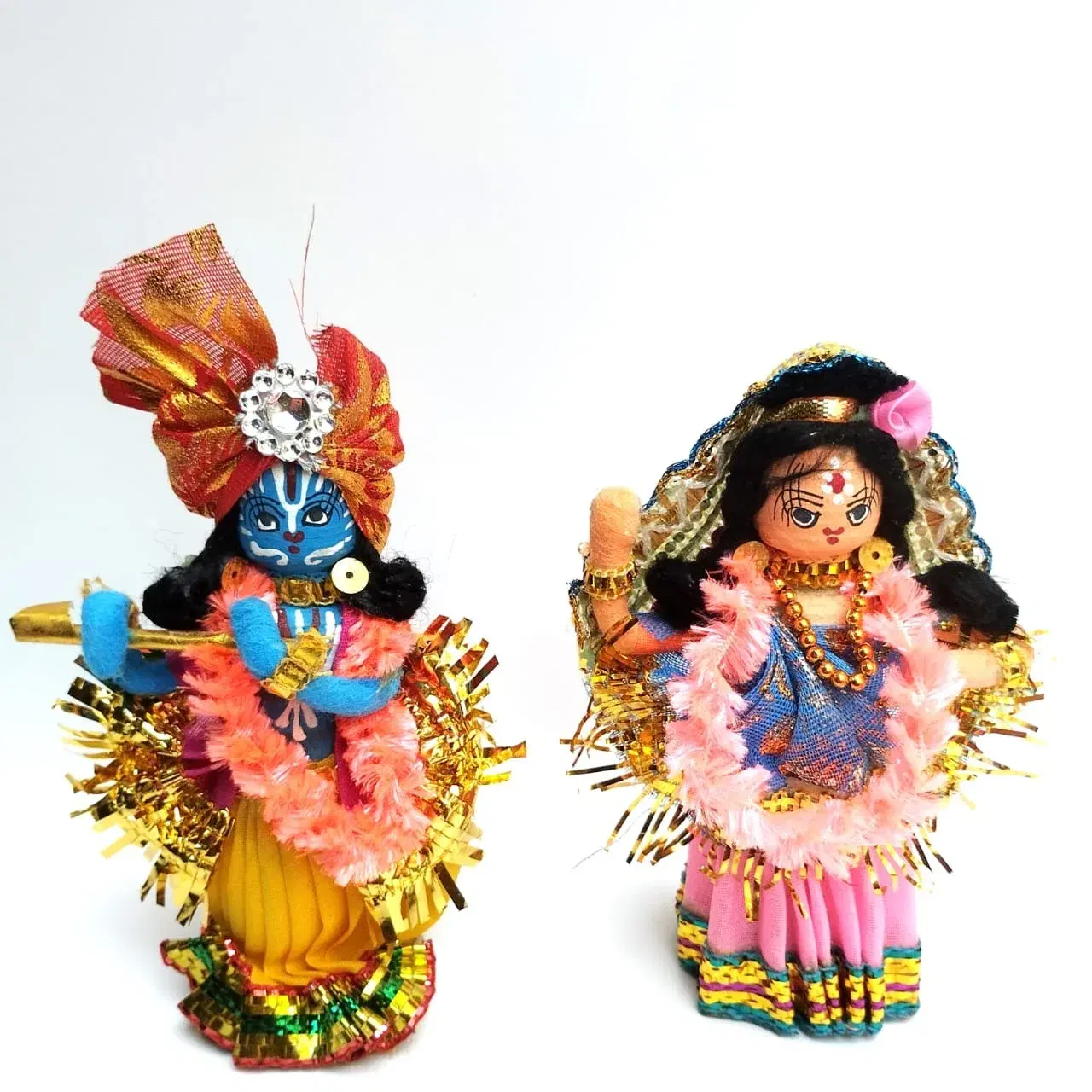 handicraft wood doll radha krishna 14 cm home decor