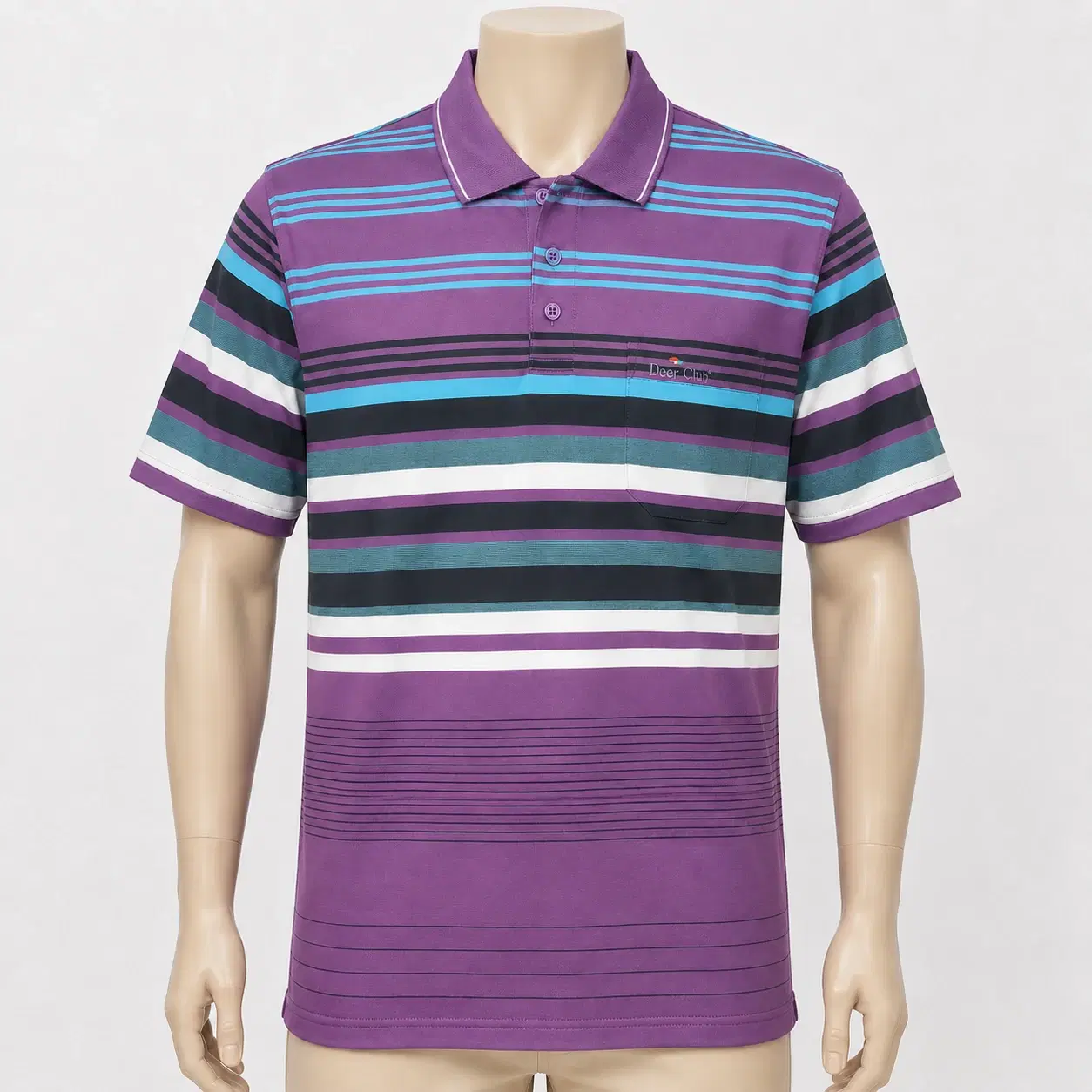 Men's Purple Striped Polo T-Shirt
