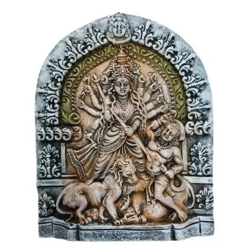 Haus Fabula Handcrafted Terracotta Goddess Durga Idol 35 cm For Home, Temple, Office, Living Room Decoration, Multicolor