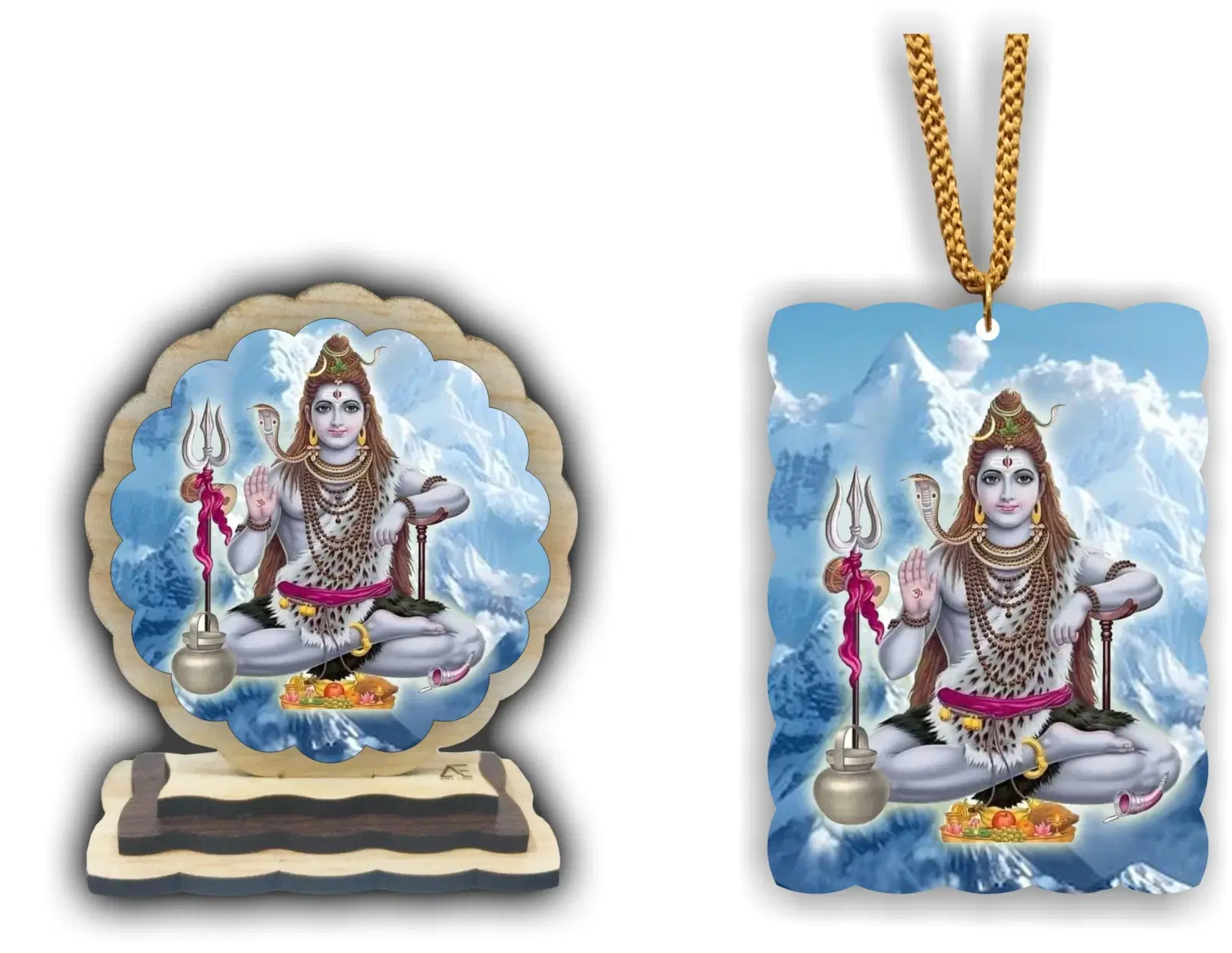 ART END Lord Shiva Car Dashboard Idol and Car Hanging, Pack of 2 (Shiva-2)