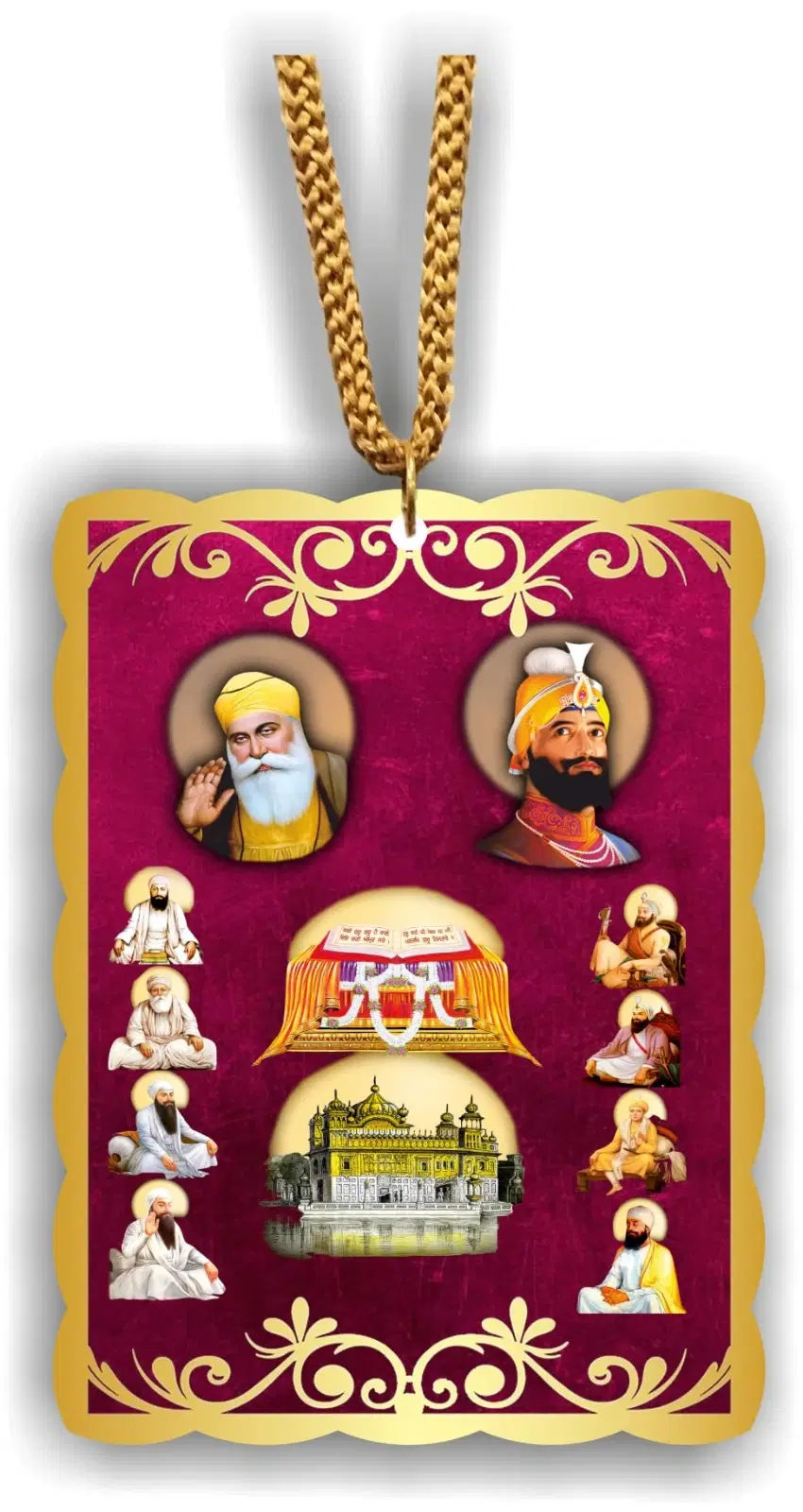 ART END Car Hanging Frame Photo All Sikh guru Divinity Sikh car Accessories for car Hanging Ornament