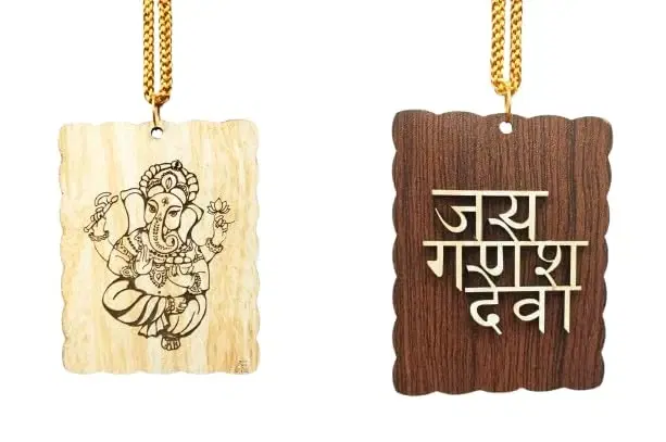 ARTEND Car Hanging Ornaments Wooden Jai Ganesha Deva-1