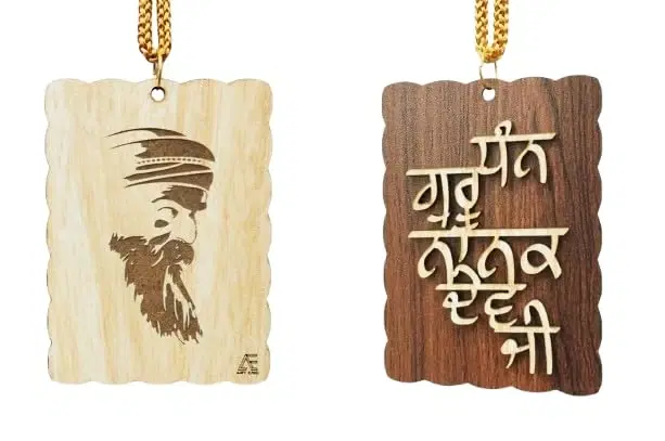 ARTEND Car Hanging Ornaments Wooden Dhan Guru Nanak Dev ji