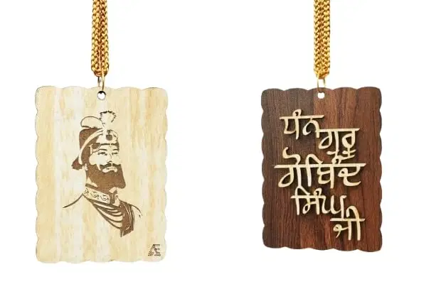 ARTEND Car Hanging Ornaments Wooden Dhan Guru Gobind Singh Ji