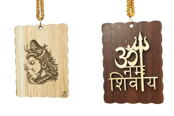 ARTEND Car Hanging Ornaments Wooden Shiv Om Namah Shivay-1