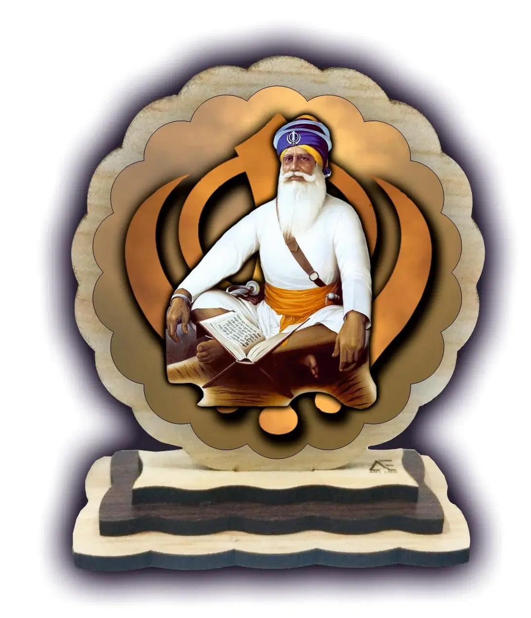 ART END Wooden Car Dashboard Decoration Item Baba Deep Singh Ji for car Dashboard Accessories