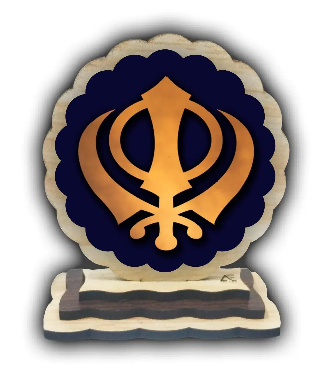 ART END Wooden Car Dashboard Decoration Item Khanda for car Dashboard Accessories