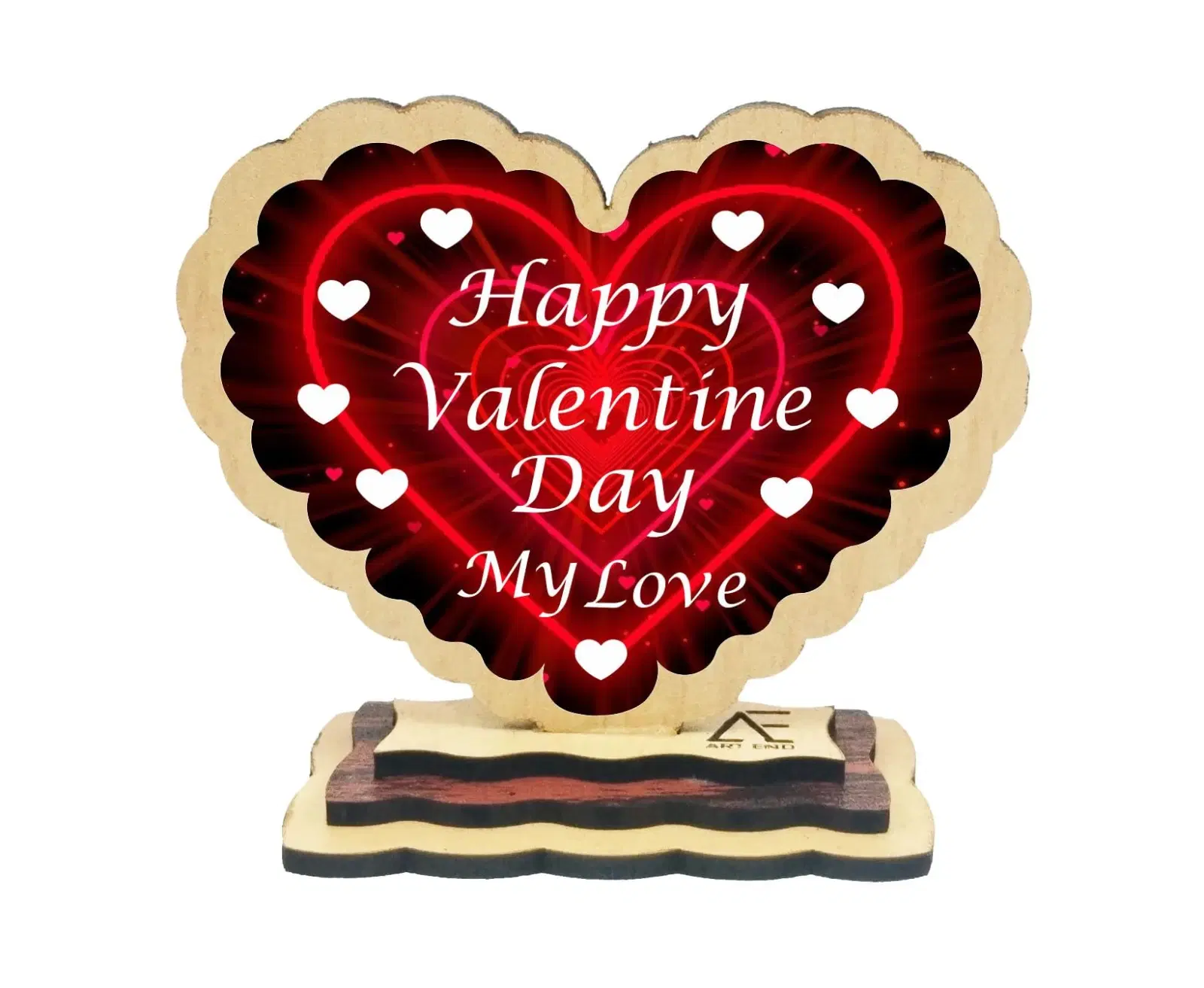 ART END valentine gift for friend I love gift My Love message Photo Heart Wooden Showpiece