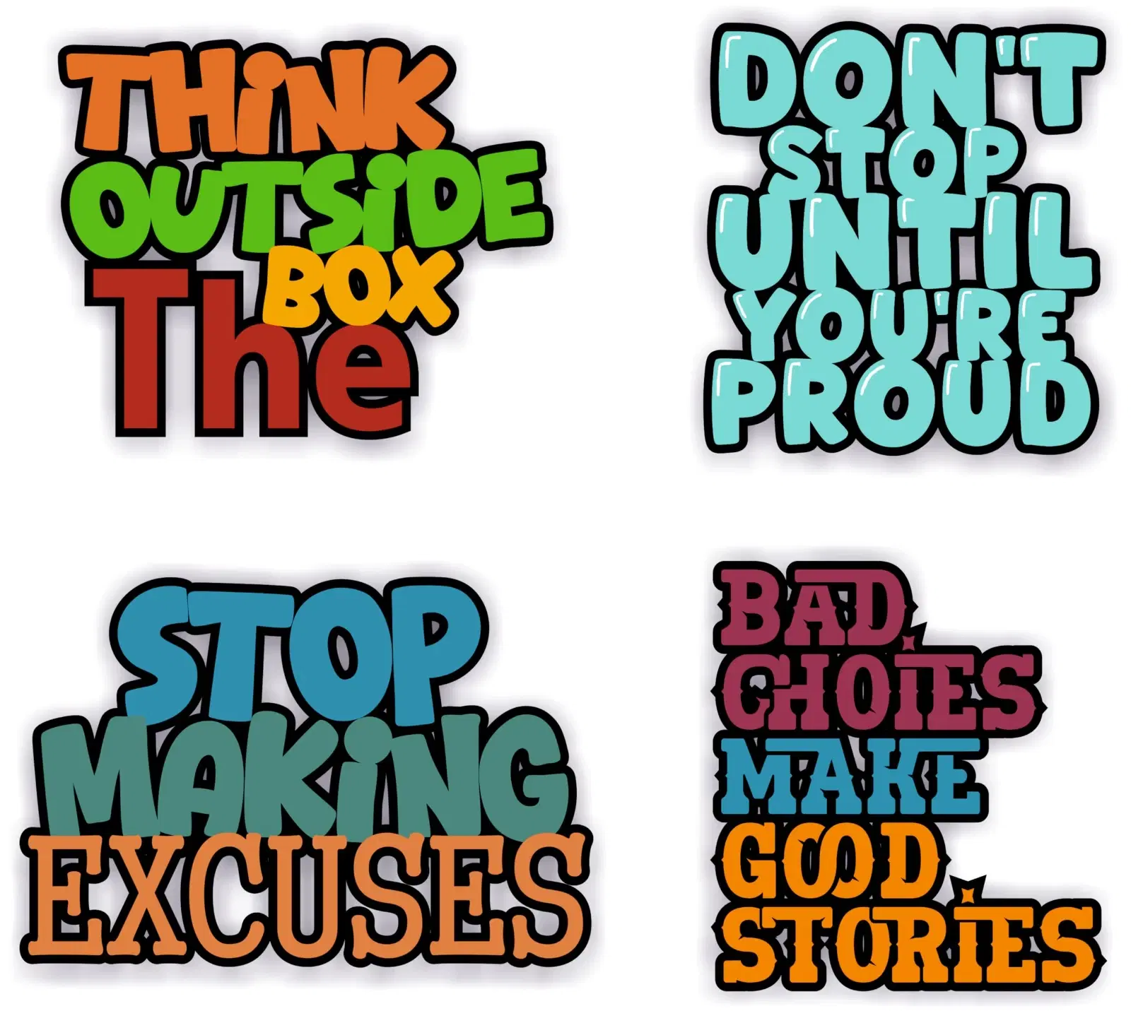 ART END Motivational Quotes Office & Home Positive Environment Fridge Magnets Set of 4, Multicolour (Family -1)