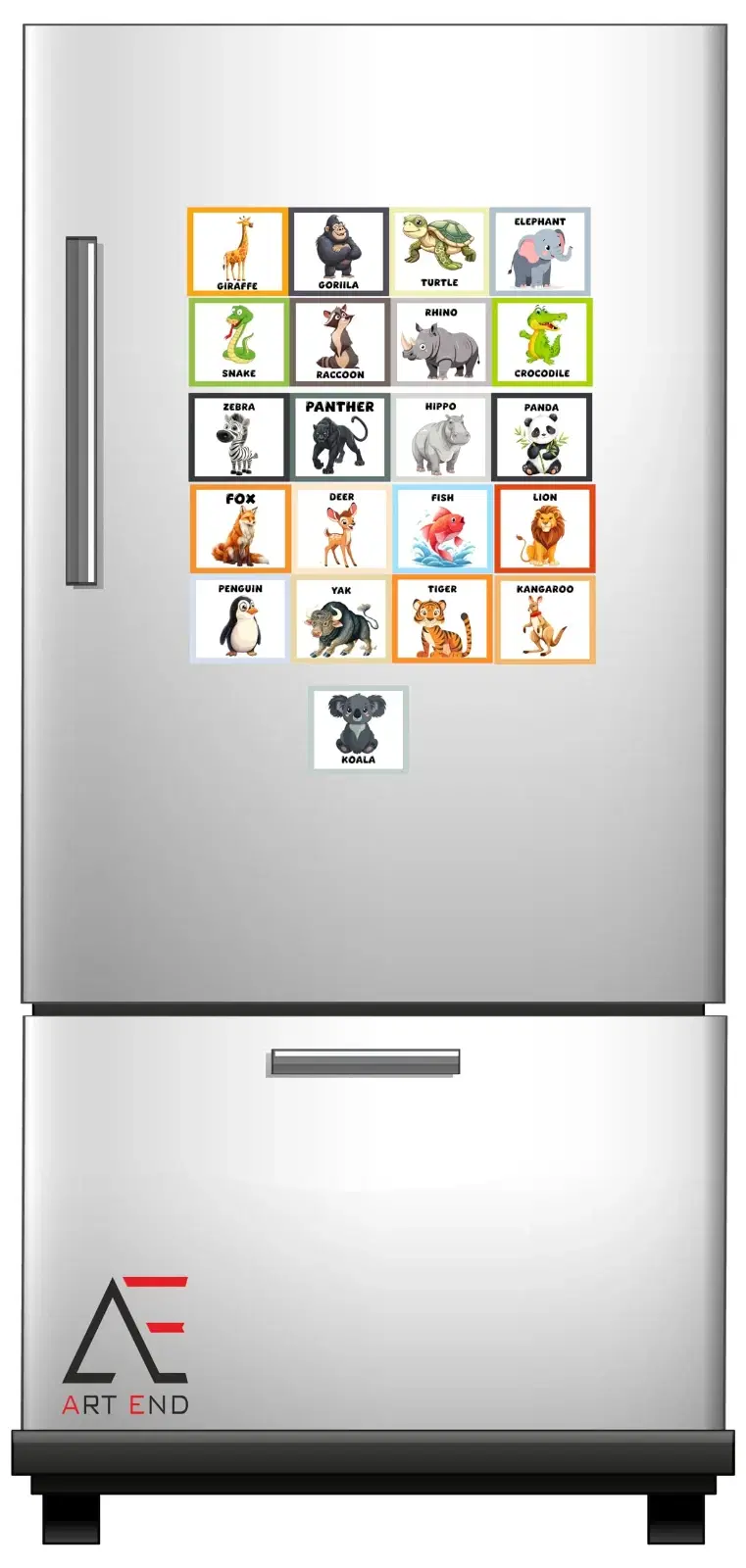 Art End Animal Flashcard Fridge Magnets for Kids, 21 Pieces, Colourful Educational Wildlife Theme