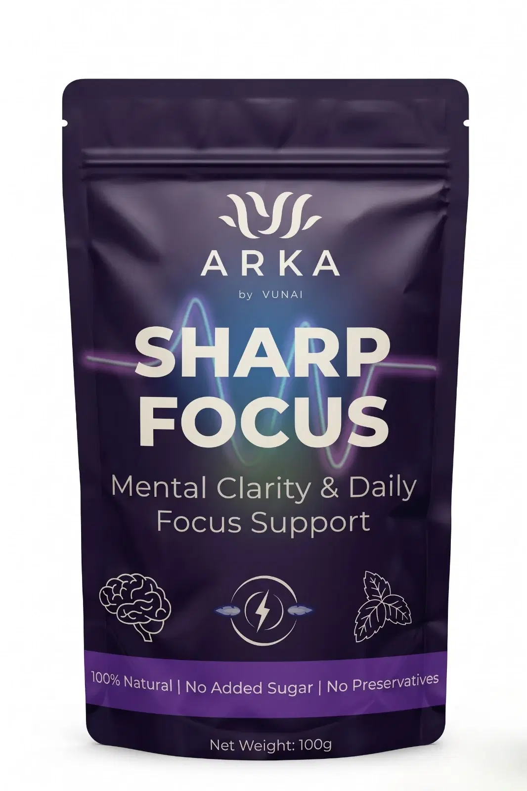 ARKA by VUNAI | Sharp Focus | Beetroot, Brahmi & Peppermint Powder | 100 g