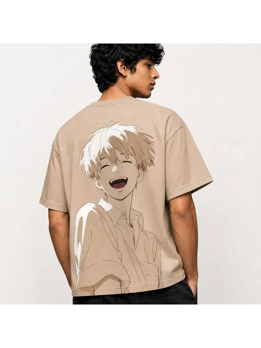 Retro Grain Printed Round Neck Oversize Pre-customized Tshirt for Men