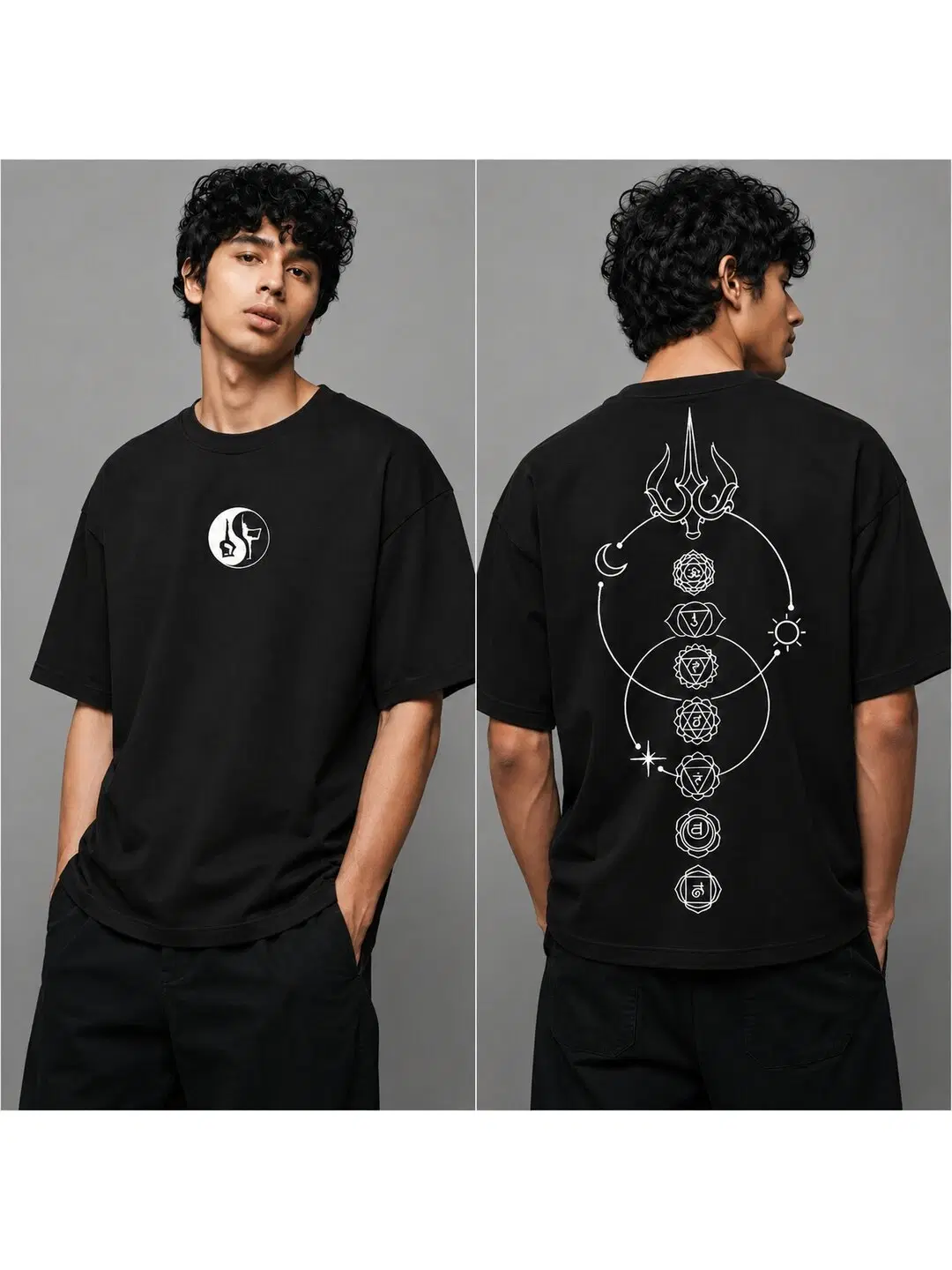 Lunar Drift Printed Round Neck Oversize Pre-customized Tshirt for Men