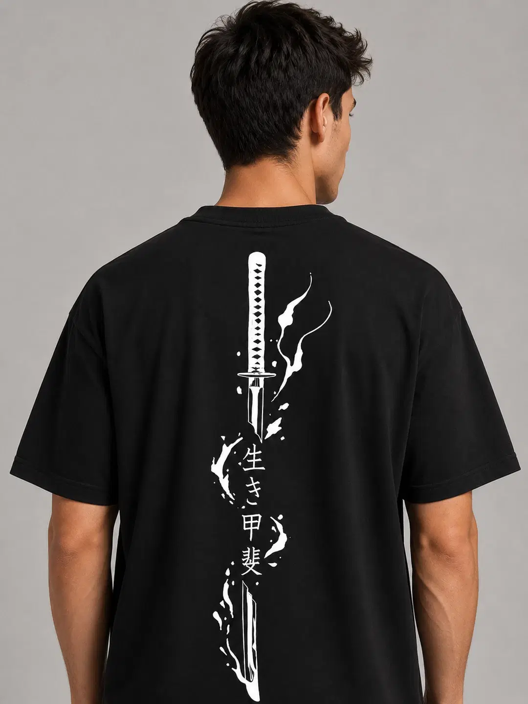 Sword flame Printed Round Neck Oversize Pre-customized Tshirt for Men