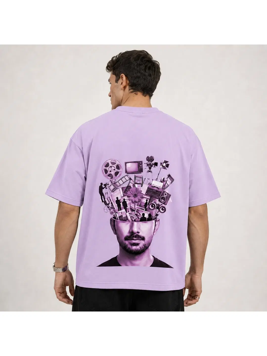 Influencer brain Printed Round Neck Oversize Pre-customized Tshirt for Men