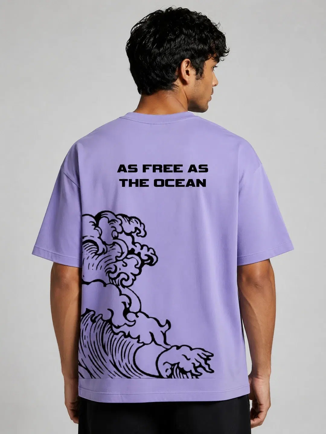 Ocean Freedom Printed Round Neck Oversize Pre-customized Tshirt for Men