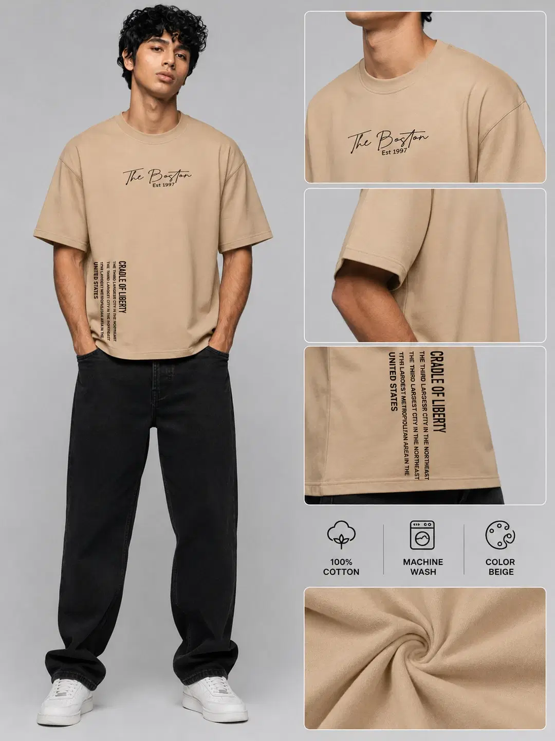 Bold Drip Printed Round Neck Oversize Pre-customized Tshirt for Men