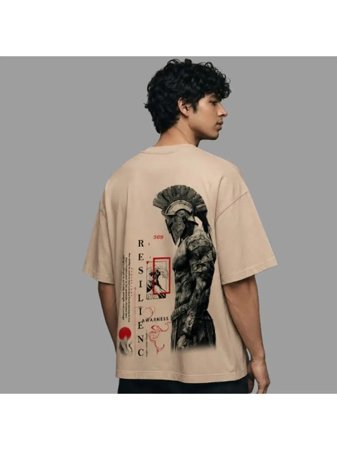 Warrior Printed Round Neck Oversize Pre-customized Tshirt for Men
