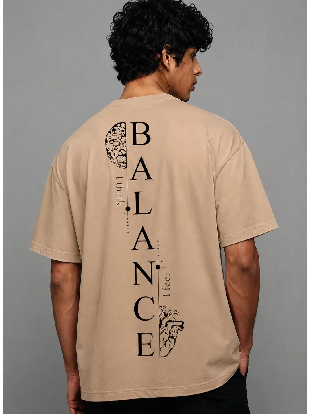Balance Printed Round Neck Oversize Pre-customized Tshirt for Men