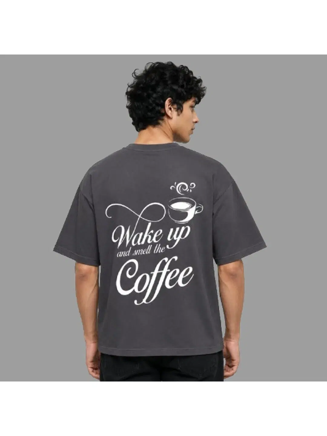 Wake Up Printed Round Neck Oversize Pre-customized Tshirt for Men