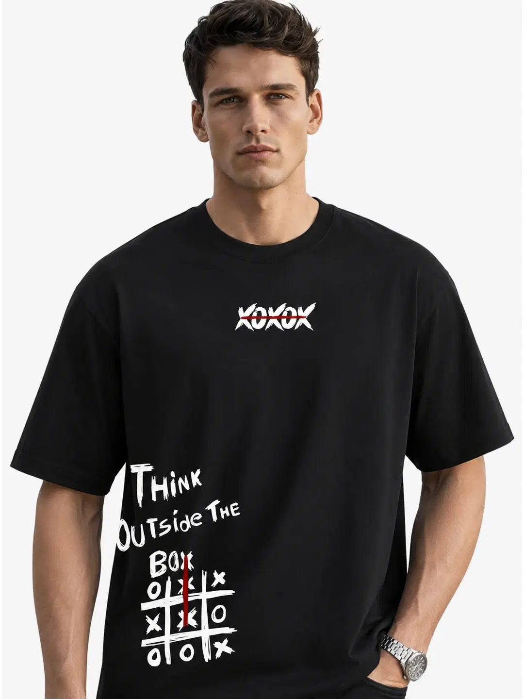 Out of the Box Printed Round Neck Oversize Pre-customized Tshirt for Men