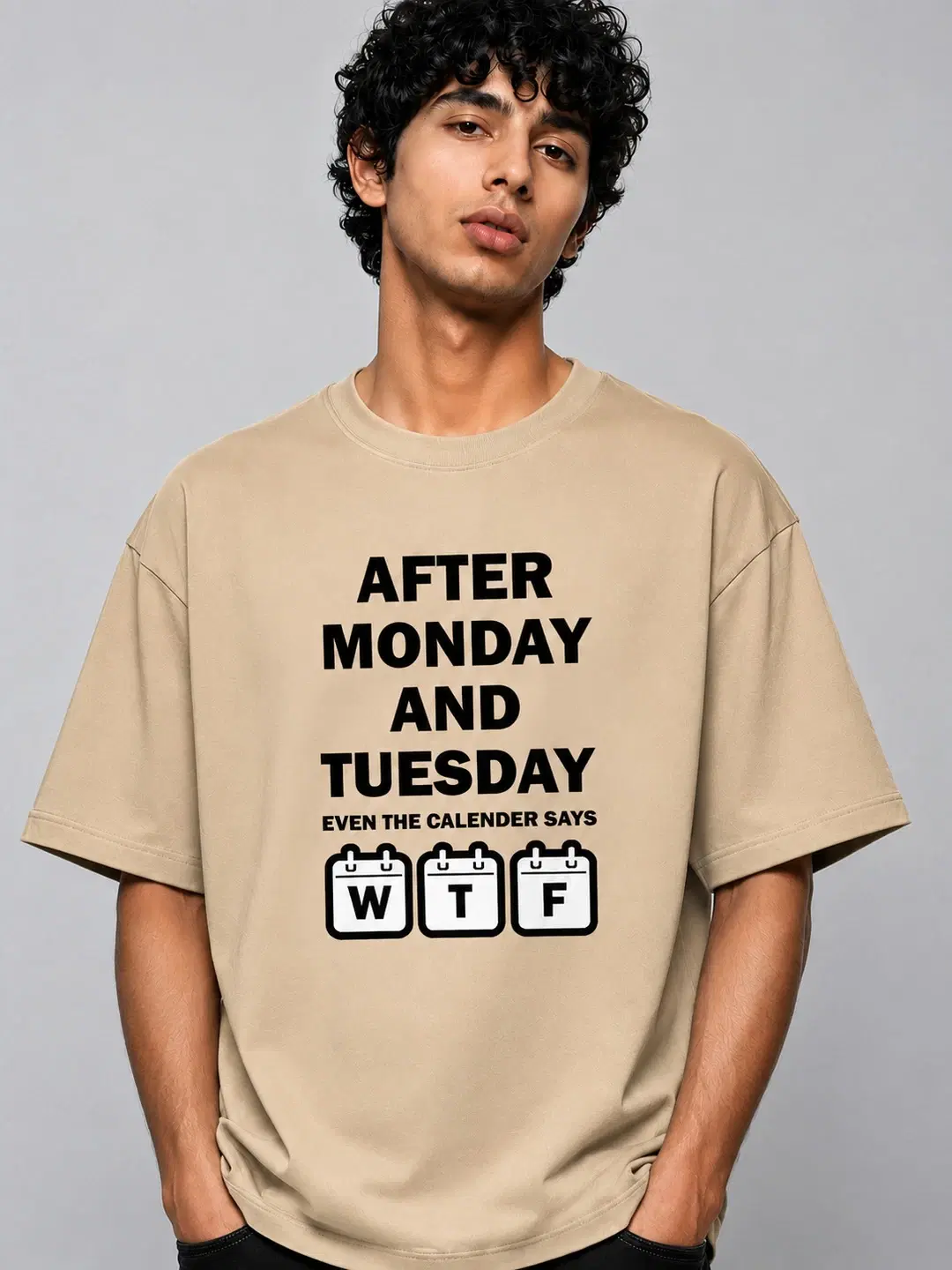 Week drift Printed Round Neck Oversize Pre-customized Tshirt for Men