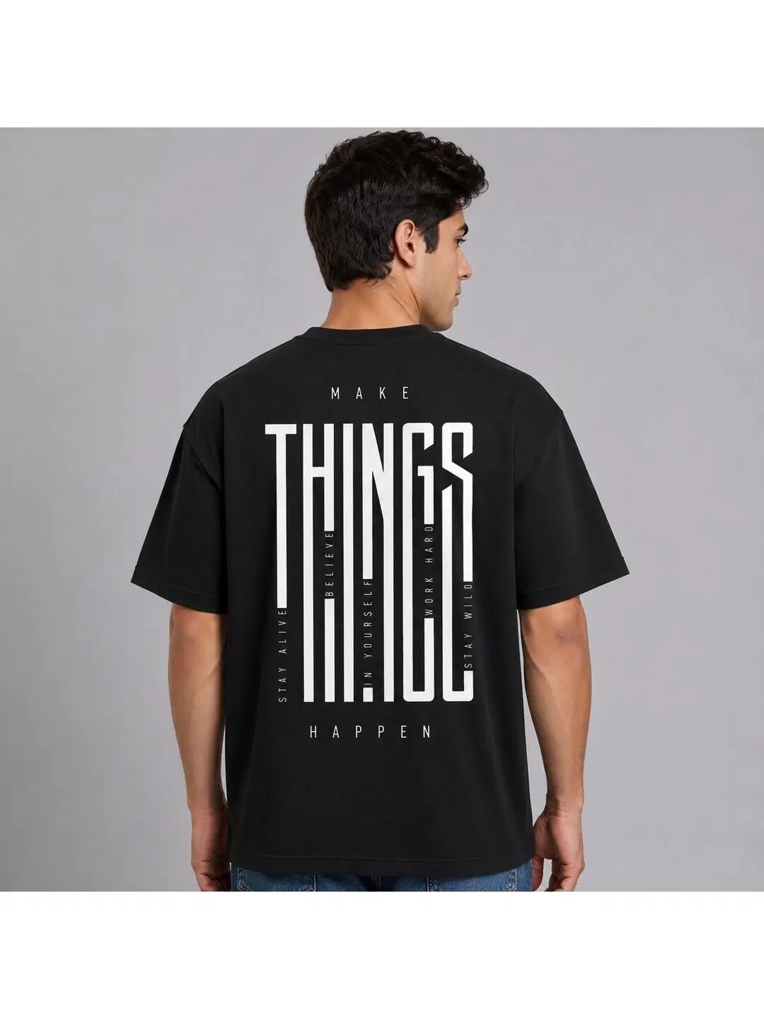 Things Printed Round Neck Oversize Pre-customized Tshirt for Men