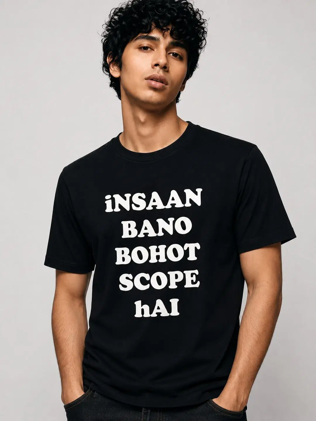 Insaan Scope Printed Round Neck Regular Pre-customized Tshirt for Men