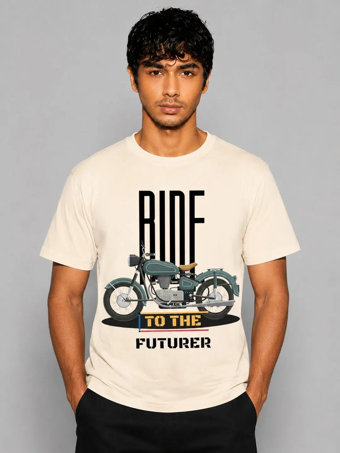 Rider Printed Round Neck Regular Pre-customized Tshirt for Men