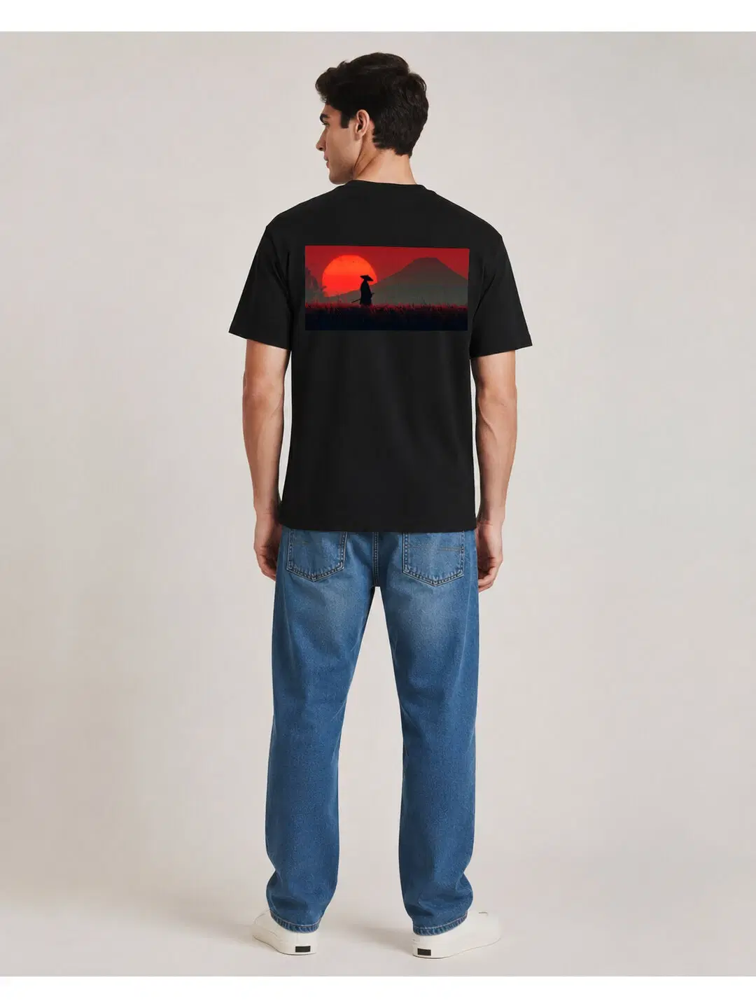 Sakura Warrior Printed Round Neck Regular Pre-customized Tshirt for Men