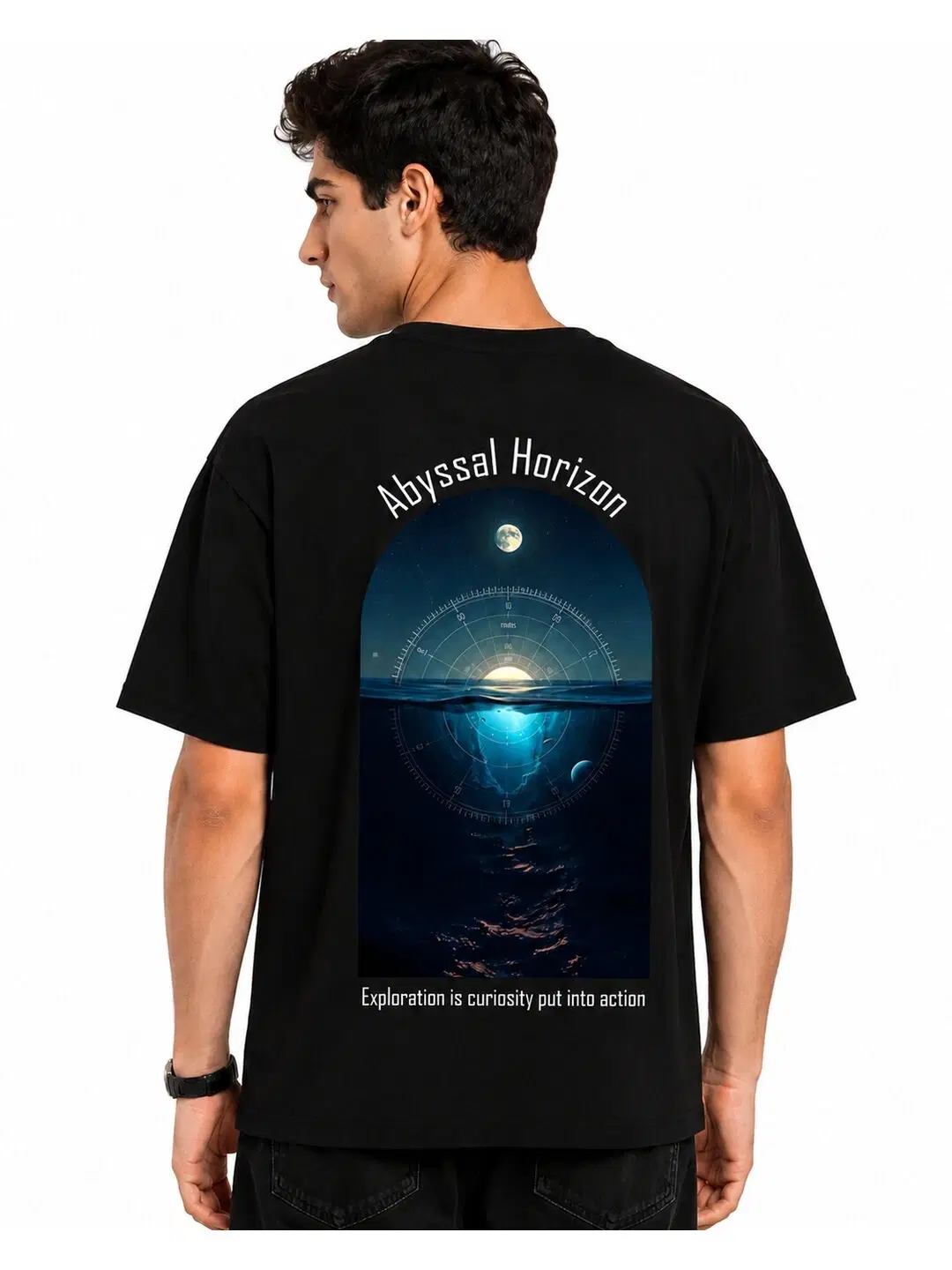 Celestial Glow Printed Round Neck Regular Pre-customized Tshirt for Men