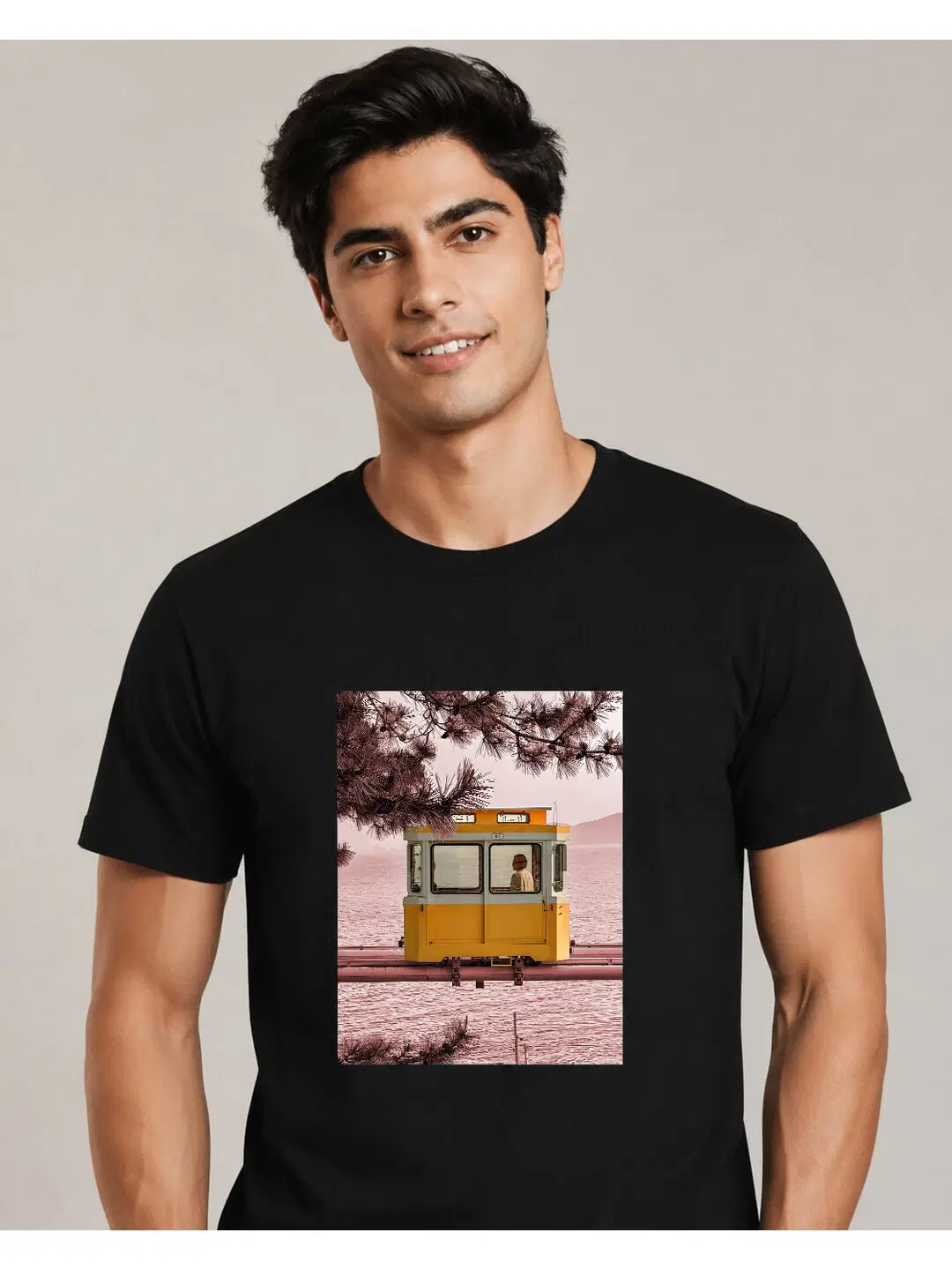 Seoul Tram Printed Round Neck Regular Pre-customized Tshirt for Men
