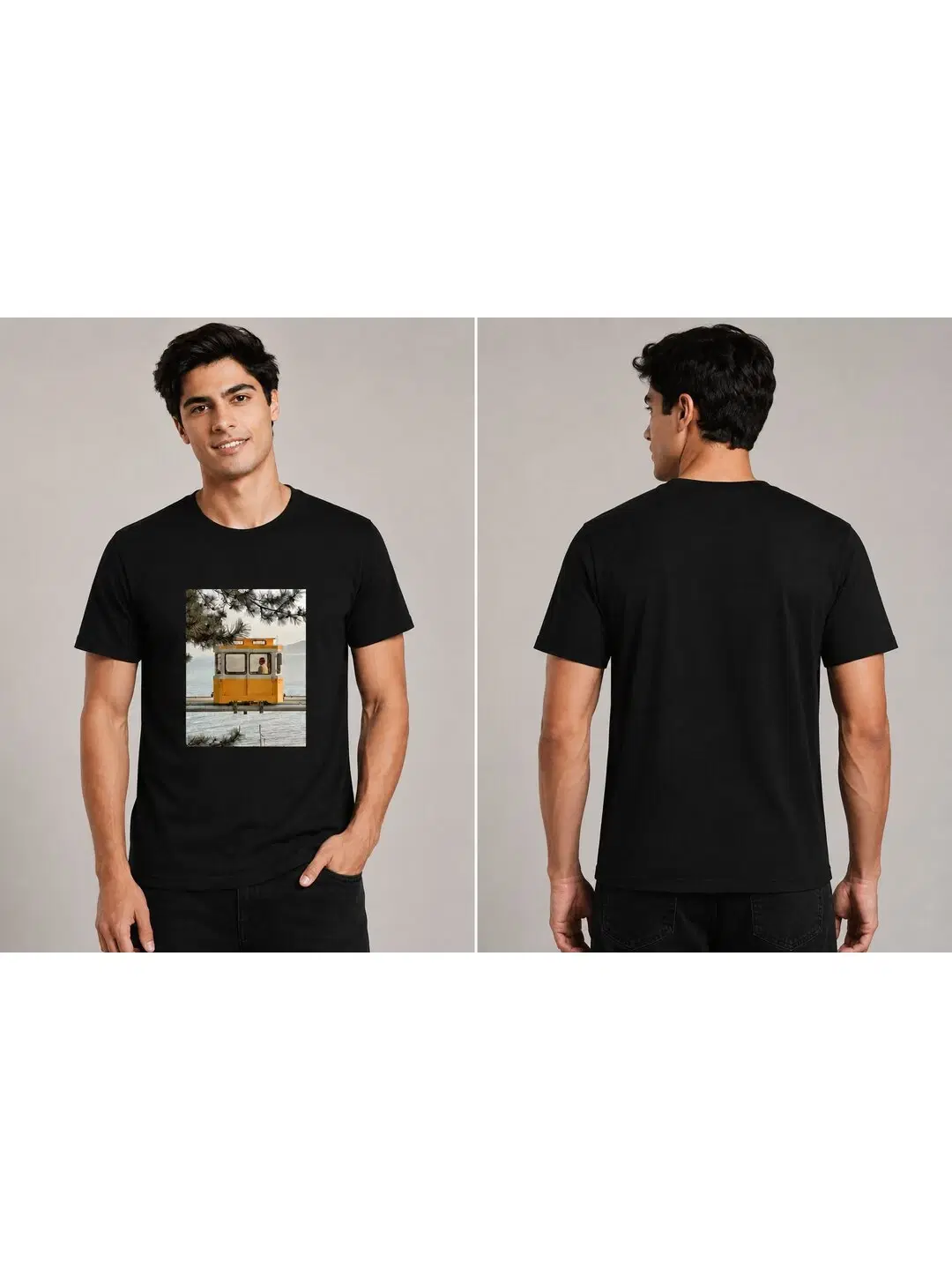 Seoul Tram Printed Round Neck Regular Pre-customized Tshirt for Men