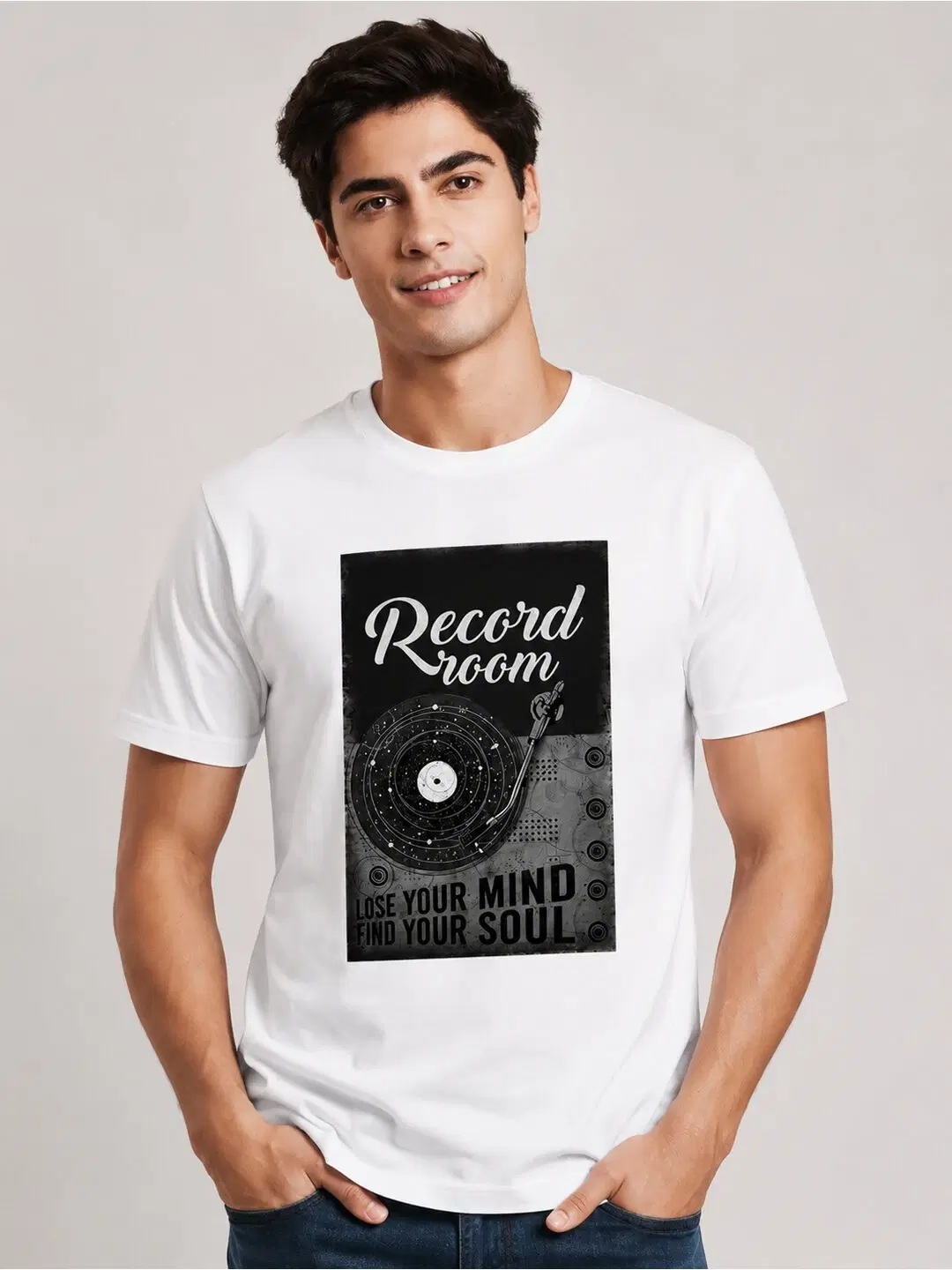 Vintage gram Printed Round Neck Regular Pre-customized Tshirt for Men