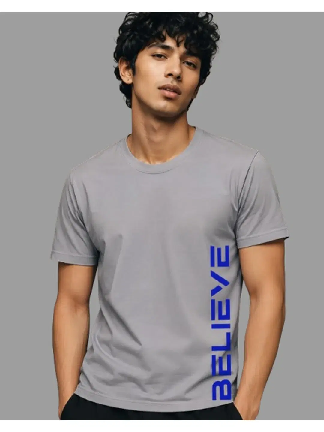 Believe Printed Round Neck Regular Pre-customized Tshirt for Men