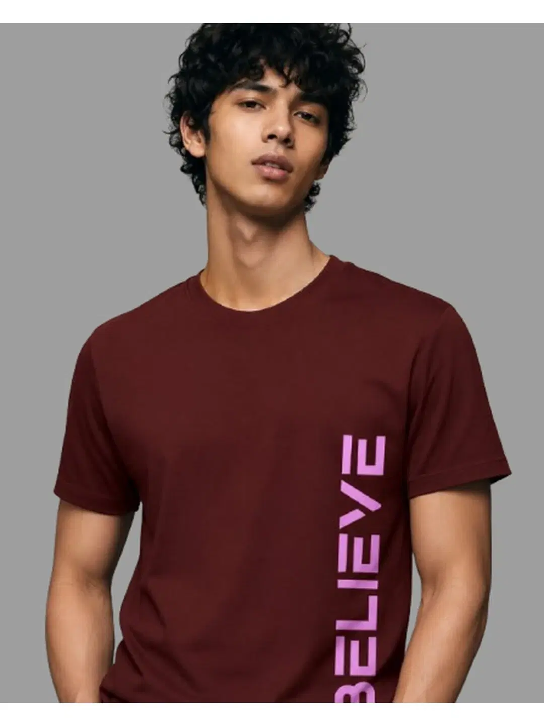 Believe Printed Round Neck Regular Pre-customized Tshirt for Men