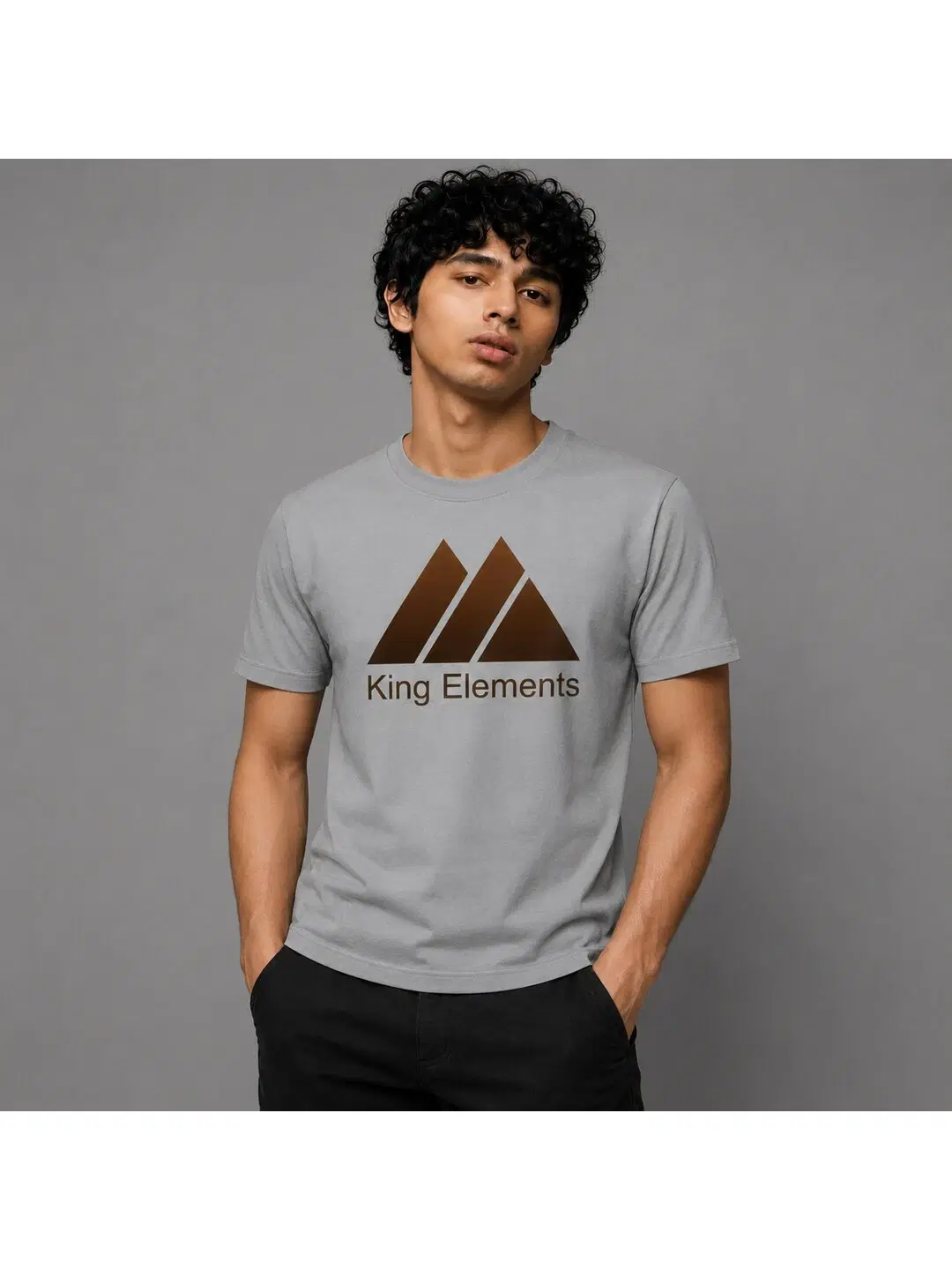 King Elements Printed Round Neck Regular Pre-customized Tshirt for Men