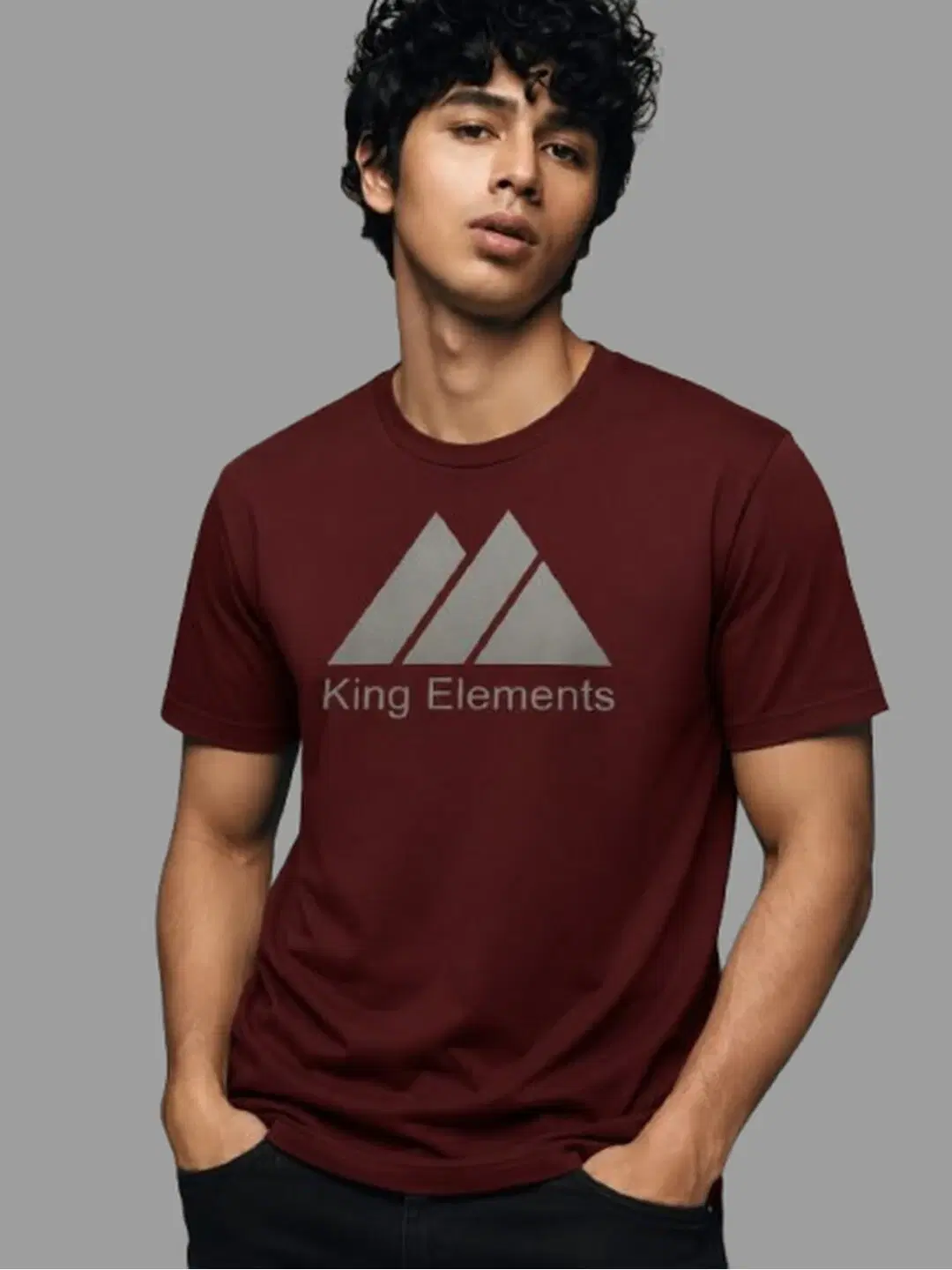 King Elements Printed Round Neck Regular Pre-customized Tshirt for Men