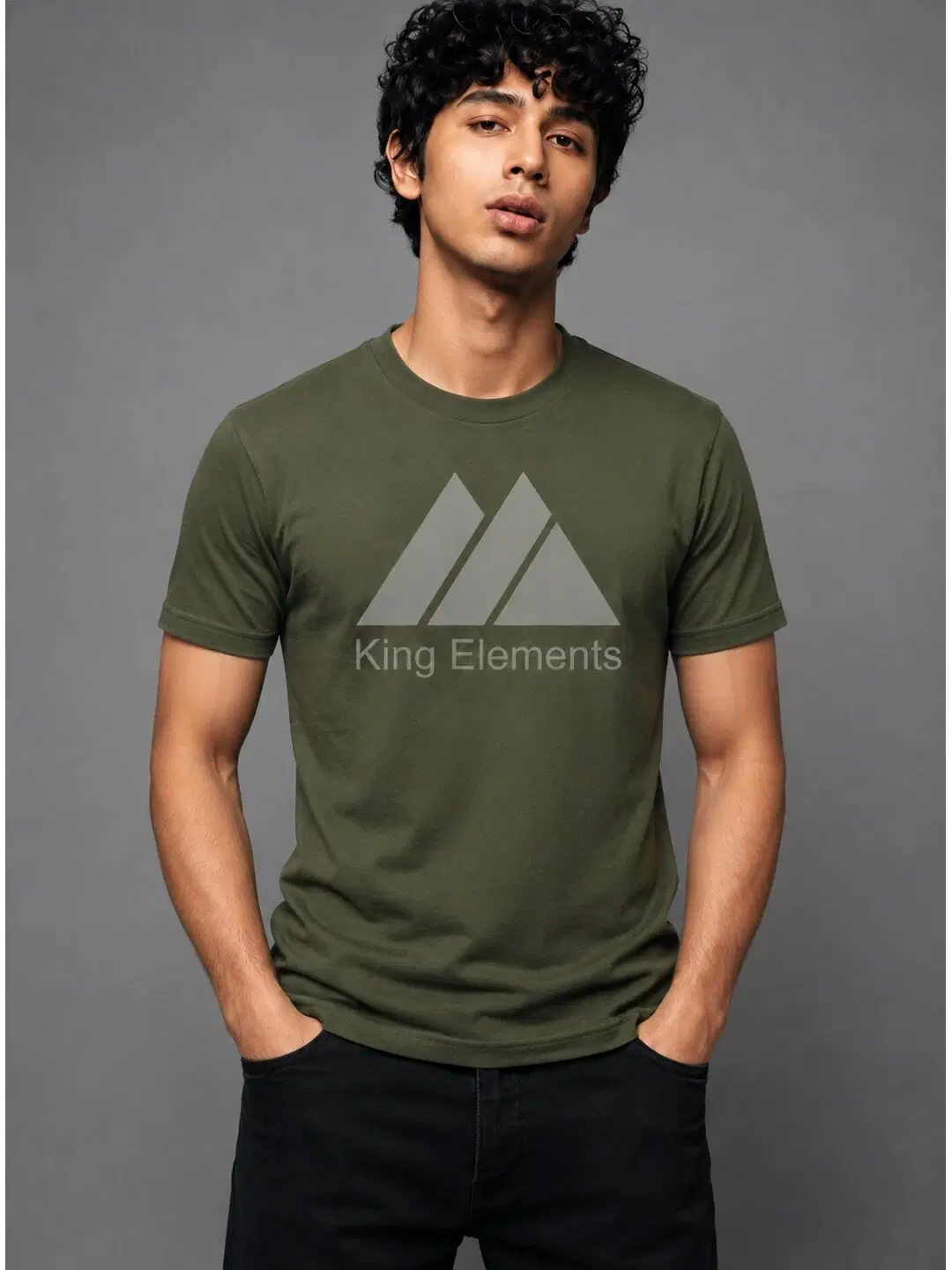 King Elements Printed Round Neck Regular Pre-customized Tshirt for Men
