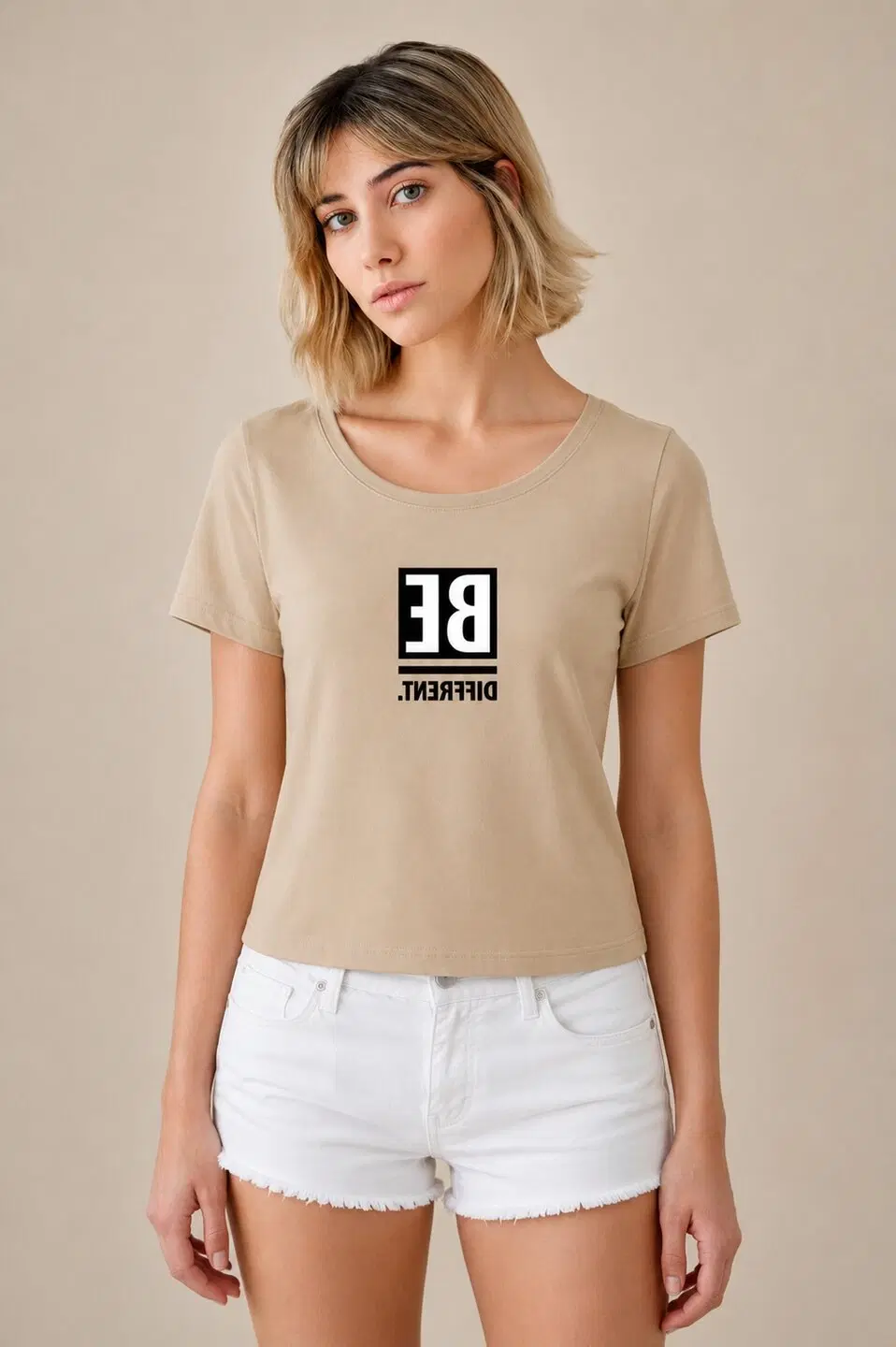 Be Confident Printed Round Neck Crop Pre-customized Tshirt for Women