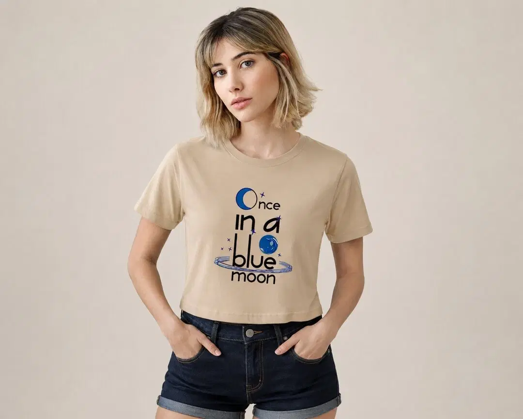 Quote Bloom Printed Round Neck Crop Pre-customized Tshirt for Women