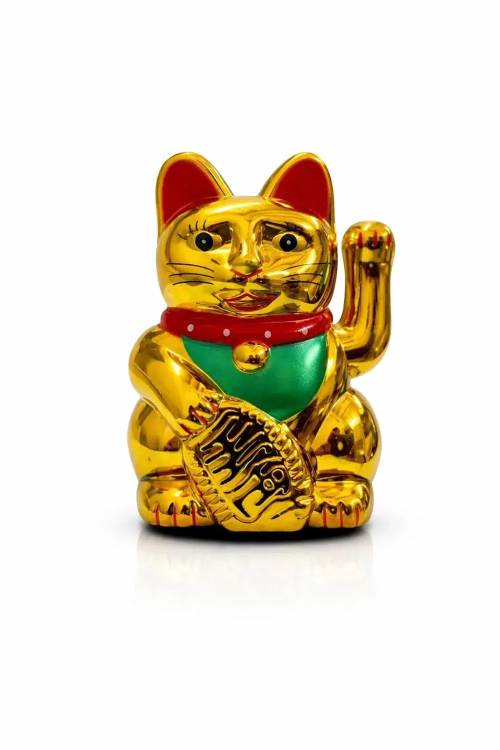 Ahina Maneki Neko Waving Cat Perfect for Home & Office Decor Solar Powered Operated Feng Shui Lucky Cat – Waving Maneki Neko Figurine for Wealth & Prosperity (Gold)- 2 inches in Size