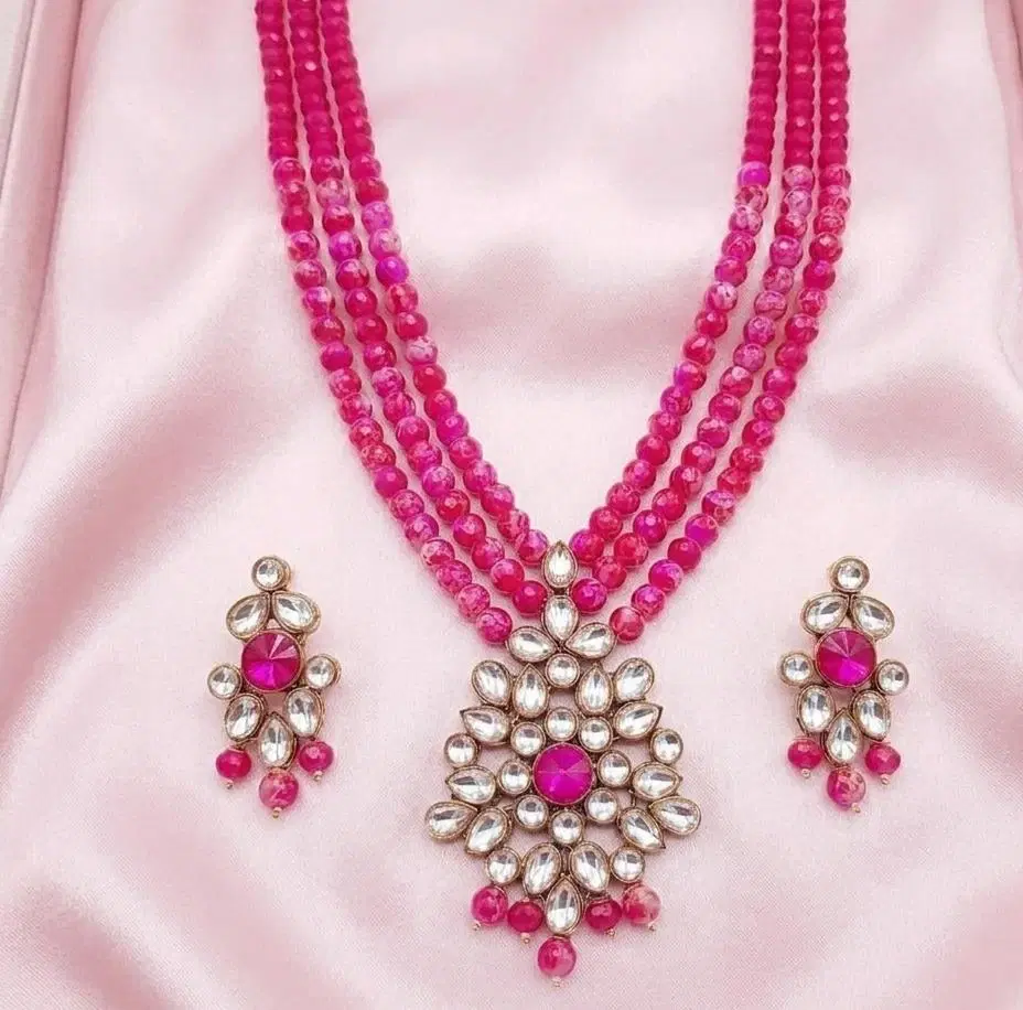 WP:246 Dark Pink Necklace Set