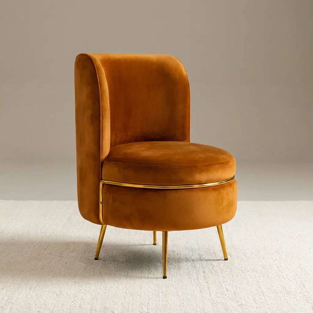 Vintage Paisley Print Accent Chair With Golden Legs