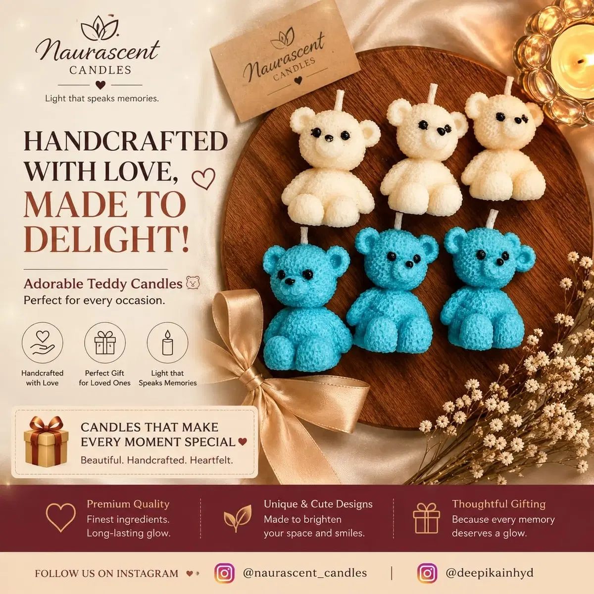 Medium Teddy Bear Candle