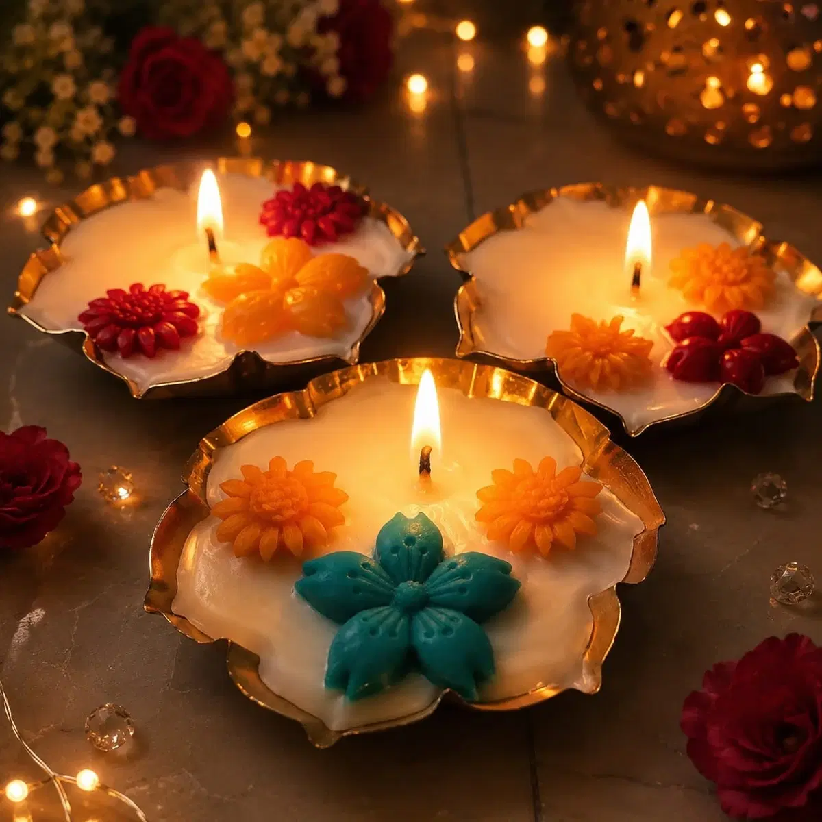 Flower Urli Candle 4.5 Inch