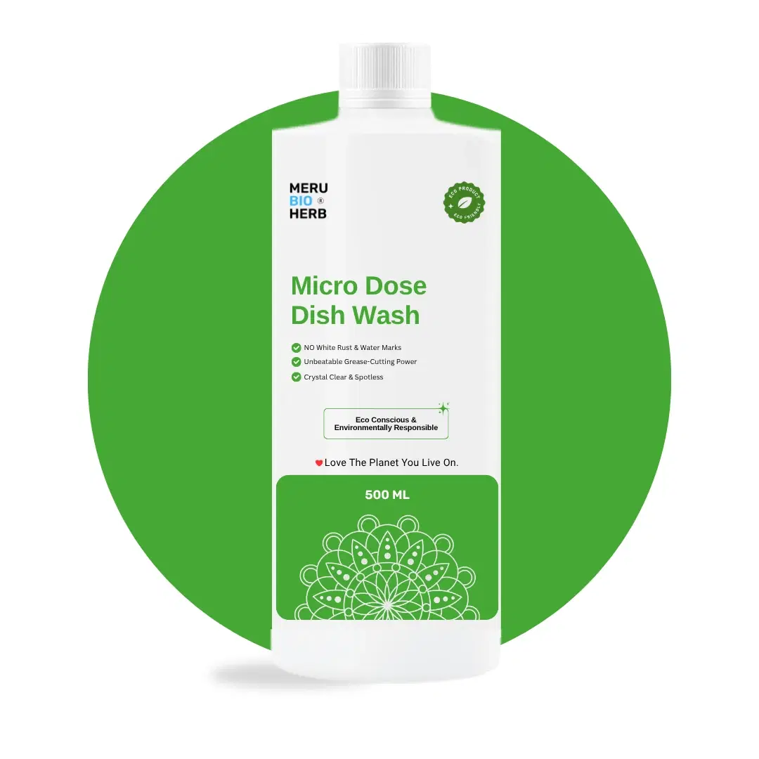 Meru Bio Herb Micro Dose Dish Wash 500 ml bottle with green label on white background