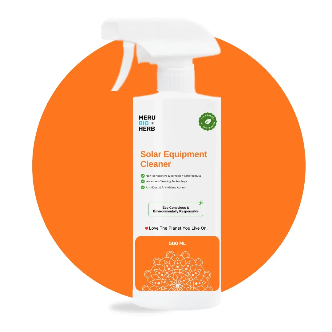 Meru Bio Herb Solar Equipment Cleaner 500 ml spray bottle with white trigger and orange label